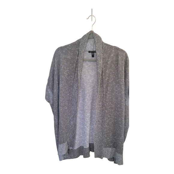 Eileen Fisher Organic Cotton Linen Slub Open Cardigan Smoke Size S/M - Picture 1 of 6